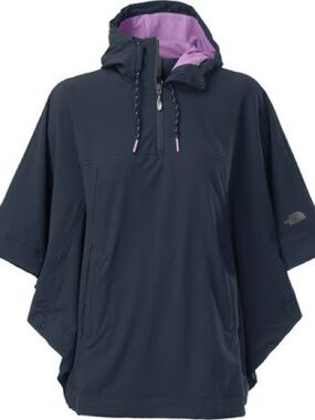 The North Face Cosmic Blue Hooded Poncho with Lavender Accents
